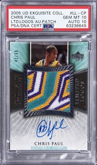 2005-06 UD "Exquisite Collection" Limited Logos #LL-CP Chris Paul Signed Patch Rookie Card (#41/50) – PSA GEM MT 10, PSA/DNA 10
